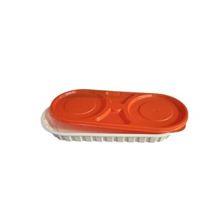 A21 Disposable <b>Plastic</b> Oval <b>Lunch</b> <b>Box</b> With Lid Commercial Takeout Packaging White 150 Sets - Product Image 2