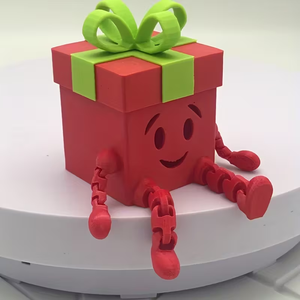 Ornement de boîte cadeau de Noël imprimé en 3D, design de visage souriant articulé, décoration de Noël, ornement créatif de bureau - Product Image 3