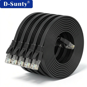 Câbles réseau LAN Cat6 noirs haute vitesse, conducteur BC 32AWG, PVC UTP RJ45 8P8C, cordon de raccordement Ethernet, câble plat de communication - Product Image 1