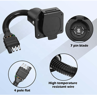 Adaptateur de feux de remorque 4 plats à 7 voies rondes NO Support de montage 4 broches Connecteur de feux de remorque côté véhicule à double sortie 7 lames