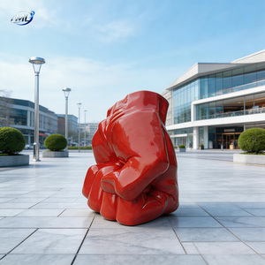 Fiberglass Red Fist Sculpture Life Size Custom Art Decor Hand-painted Durable Club Entrance - Product Image 6