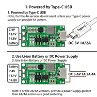 Type C USB C Step-up Boost Module 1A/2A/4A 18650 Carte de chargeur de batterie au lithium BMS 2S 3S 4S Li-Po Power Bank PCB PCBA