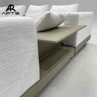 Canapé sectionnel minimaliste italien avec table d'appoint en métal Meubles de salon pour maison moderne Canapé en cuir rembourré en forme de L