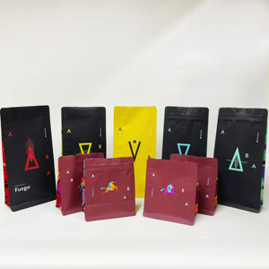 Digital Printing Heat <b>Seal</b> Sample Matte <b>Black</b> Mylar Aluminium Foil Heat <b>Seal</b> Coffee Bags with Valve and Zipper - Product Image 1