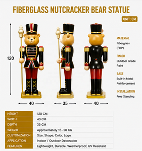 Escultura de Osito Cascanueces de Resina FRP Personalizada BSA, Estatua de <span class=keywords><strong>Soldado</strong></span> Oso de Tamaño Real Grande para Exhibición Navideña en Supermercados - Product Image 2