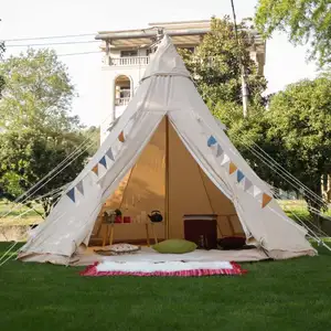 도매 glamping 방수 캔버스 tipi 텐트 야외 캠핑 대형 teepee 텐트 성인 판매