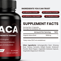 Capsules de racine de maca 1000 mg - Soutien énergétique naturel et supplément de vitalité quotidienne pour adultes actifs, 120 capsules végétaliennes
