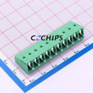 MX128-5.08-10P-GN01-Cu-Y-A Screw Terminal Block Through hole Component (THT),P=5.08mm Connector 1x10P 5.08mm Green Through Hole - Product Image 2