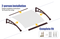 Auvent de porte moderne en plastique transparent coupe-vent de qualité pour entrée de porte d'entrée