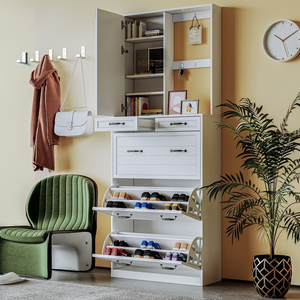 Nanyang nouveau design style européen intérieur salon armoire de rangement entrée blanc trois couches stockage armoire à chaussures - Product Image 2