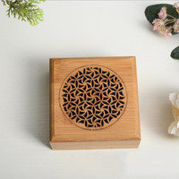 Boîte d'emballage en bois carrée en bambou gravée au laser, brûleur d'encens en bois