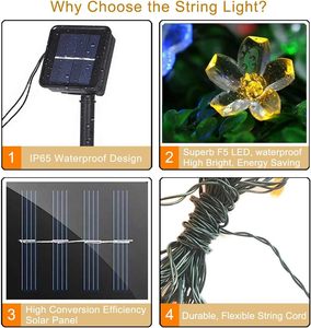 Guirlande solaire 7M 50 LED IP65 étanche à piquet pour jardin, fête, festival, mariage, Noël, vacances - Product Image 3