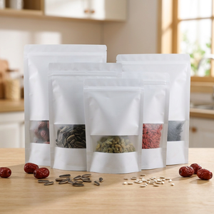 In Stock Grease Proof White Kraft <b>Paper</b> Zipper Stand up Bag for Nuts Tea <b>Packaging</b> with Window Kraft <b>Paper</b> <b>Packaging</b> Bag OEM ODM - Product Image 2