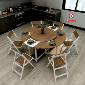 Smart Dining <b>Table</b> With Integrated Turntable Suitable for Family Meals BA035 Smart <b>Foldable</b> Dining <b>Table</b> With Rolling Wheels Com - Product Image 3