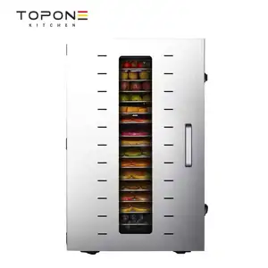 Toponekitchen máquina de deshidratação de aço inoxidável, uso caseiro, frutas e vegetais, 16 bandejas, secador comercial, melhor qualidade