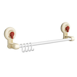 Suction Cup Towel Rack Cream Color Adjustable Single Bar Bathroom No Drill Mounting Modern Design ABS <b>Material</b> - Product Image 5