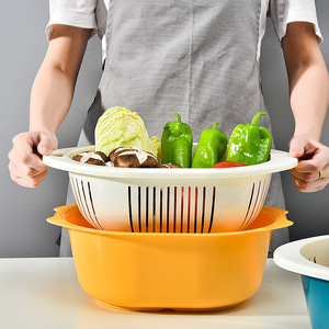 Cesta de Almacenamiento de Verduras para Cocina de Gran Tamaño SQ21, <span class=keywords><strong>Escurridor</strong></span> de Frutas y Verduras de Doble Capa, Estilo Nórdico - Product Image 1