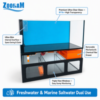 Aquarium de bureau tout-en-un ZOOBAM avec filtre inférieur, aquarium ultra-fin à débordement avec filtration multicouche