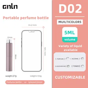 ANLN moda alüminyum boş sprey şişeleri Mini cep cam büküm Metal atomizer 5ml alüminyum şişe