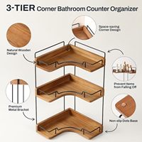 Moderner 3-stufiger wasserdichter Holz-Badezimmer-Organizer, Eckregal für Kosmetik und Make-up