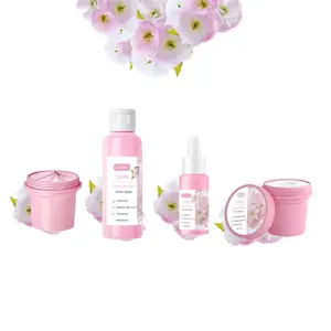 Organic Japan Cherry Flower Moisturizing Skin Care Sets Vegan Private Label Nature Hydrating Anti Aging Nourishing Face Care Set