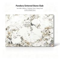 Dalle de pierre frittée Pandora dispersée |   Sol ignifuge aspect marbre de luxe pour cuisine, ultra-mince, haute dureté, fourniture pour projets