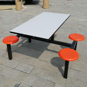 School Students Stainless Steel <strong>Table</strong> Employees Site <strong>Canteen</strong> Metal Cafeteria Dining <strong>Table</strong> Fast Food <strong>Table</strong> and Chair Set - Product Image 4