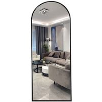 Productos de moda: Espejo arqueado de lujo de cuerpo entero, estilo vintage, con marco de hierro forjado negro, decorativo, para baño.