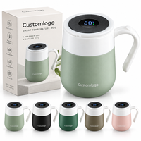 Mug de voyage isotherme en acier inoxydable double paroi avec couvercle intelligent à affichage LED de la température, 16 oz, personnalisé, avec poignée portable, pour le bureau