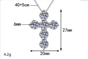 9 Colliers pendentifs <span class=keywords><strong>croix</strong></span> en moissanite GRA 0.8CT VVS1, en <span class=keywords><strong>argent</strong></span> 925 plaqué rhodium anti-ternissement, <span class=keywords><strong>avec</strong></span> chaîne maille gourmette pour <span class=keywords><strong>femme</strong></span> - Product Image 6