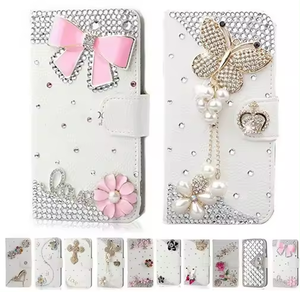 Sang trọng handmade Bling kim cương PU Leather bìa cho <span class=keywords><strong>Iphone</strong></span> XR x XS <span class=keywords><strong>7</strong></span> 8 11 12 13 14 15 16 17 cộng với Pro Max điện thoại di động trường hợp - Product Image 2