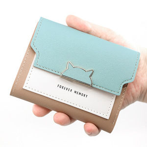 <span class=keywords><strong>Portafoglio</strong></span> porta carte di credito corto da ragazza carina Cat Designs portamonete piccolo a tre pieghe <span class=keywords><strong>portafoglio</strong></span> multifunzione in tinta unita per donna - Product Image 4