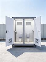 Vente en gros usine : Toilettes mobiles portables modulaires à double cabine en panneaux sandwich pour extérieur, avec deux cuvettes