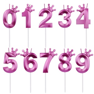 Bougies d'anniversaire numériques 3D bougies d'âge couronnes colorées fournitures de fête d'enfants numériques - Product Image 6