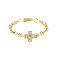 Bague simple en laiton avec zircon, plaquée or 18 carats, style chinois tendance, bague en bambou pour femmes