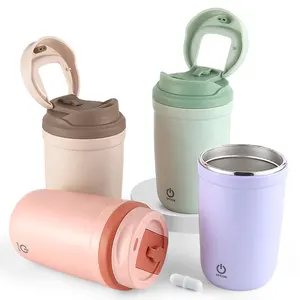 Custom Logo Leakproof Travel Portable Smart Automatic Magnetic Self Stirring Mixing Double Wall Insulated Coffee Cup Mug