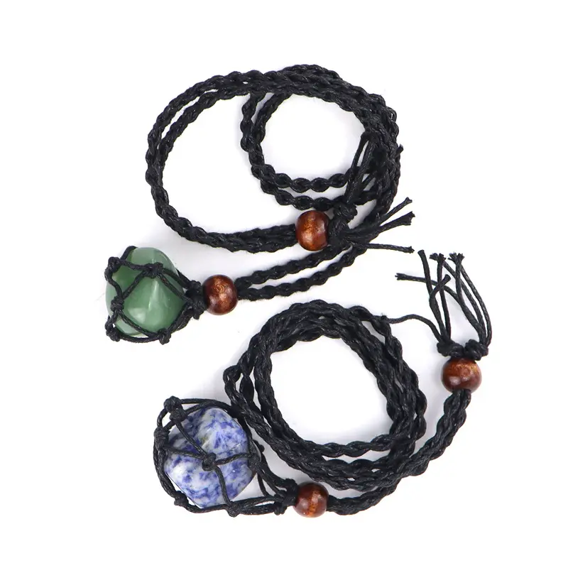 Popolare collana di corda nera fatta a mano molti tipi di gioielli con ciondolo in pietra regolabile donna uomo