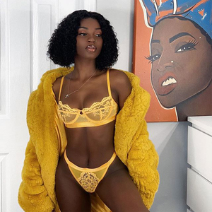 2020 en gros pas cher prix mode femmes rose blanc jaune vert bleu balconnet en dentelle soutien-gorge ensemble Lingerie Sexy #0190 - Product Image 6