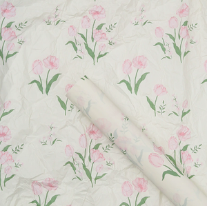Papier d'emballage floral exquis style campagnard, motif tulipes de printemps, pour emballage de fleurs et DIY - Product Image 1