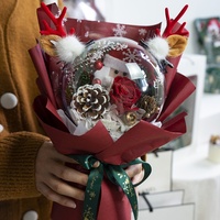 Bunga Abadi Natal Mawar Awet Bobo Ball Buket Kotak Hadiah Yunnan Cina Hadiah Ulang Tahun Pacar Grosir