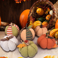 6 décorations de citrouilles en tissu tricoté, style rustique, pour la récolte d'automne, Thanksgiving, Halloween, la table, le cheminée et la décoration intérieure
