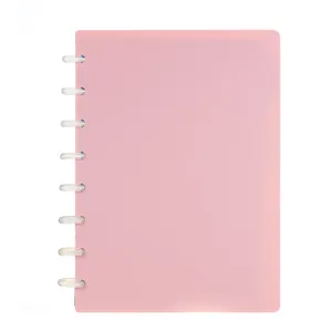 Custom Plastic Disc Binding Loose Leaf Lattice Pink Hard Cover Notebook With Index Page