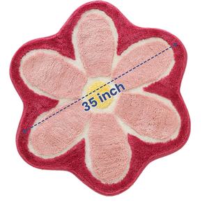 Alfombra de interior esponjosa hecha a mano para cocina, sala de estar, <span class=keywords><strong>dormitorio</strong></span>, decoración, Alfombra de suelo suave, alfombras rosas de <span class=keywords><strong>coqueta</strong></span> de felpa de flores de 35 pulgadas - Product Image 1