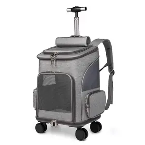 GW028 Foldable Portable Puppy Carrying Cat Travel Bag Dog Pets Backpack Pet Stroller With Wheels And Mesh Window