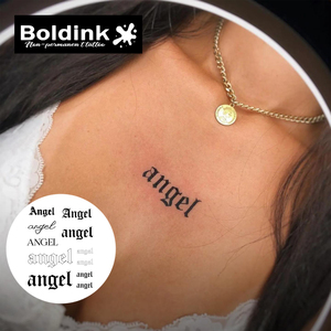 สติกเกอร์สักลายกึ่งถาวรแบบกันน้ำ ลายตัว<span class=keywords><strong>อักษร</strong></span> Boldink Custom Aesthetic มุมมองต่างๆ คำศัพท์เซ็กซี่ บริเวณใต้หน้าอก ด้านข้างลำคอ - Product Image 1