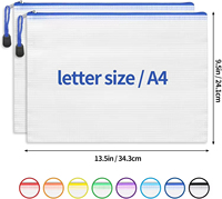 Porte-documents transparent en PVC A4 personnalisé, sac à documents en plastique imperméable, pochette à fermeture éclair en maille pour fournitures scolaires et de bureau, sac à documents