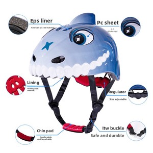 Casque Demi-Coque Personnalisable pour Enfants et Jeunes, Motif Requin de Dessin Animé, pour Vélos, Trottinettes, Patins à Roulettes, Vélos d'Équilibre, Toutes Saisons - Product Image 3