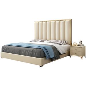 Letto Matrimoniale di Lusso in Acciaio Inossidabile con Rivestimento in Pelle Genuina, Disponibile in Oro, <span class=keywords><strong>Beige</strong></span>, <span class=keywords><strong>Grigio</strong></span> <span class=keywords><strong>e</strong></span> <span class=keywords><strong>Bianco</strong></span> - Product Image 6
