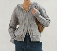 Cardigan à capuche élégant en tricot torsadé pour un pull à capuche décontracté de tous les jours Veste pull à capuche épaisse et chaude parfaite pour le refroidisseur