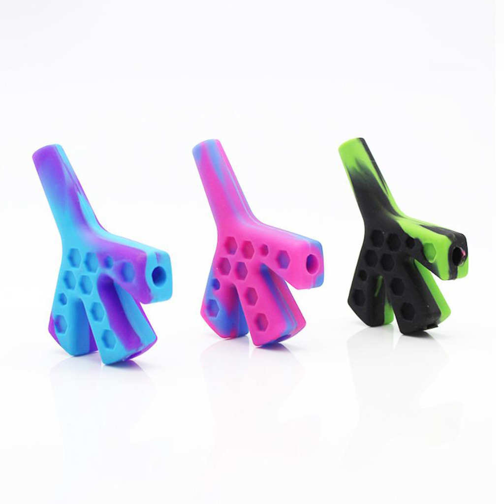Trois trous trident silicone main fumer du tabac à pipe